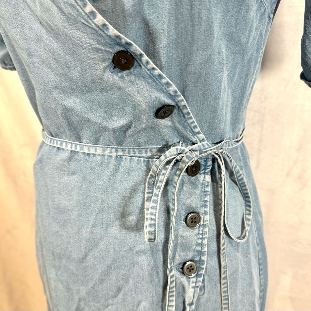 Gap Chambray Denim Button Side Midi Wrap Dress Si… - image 2